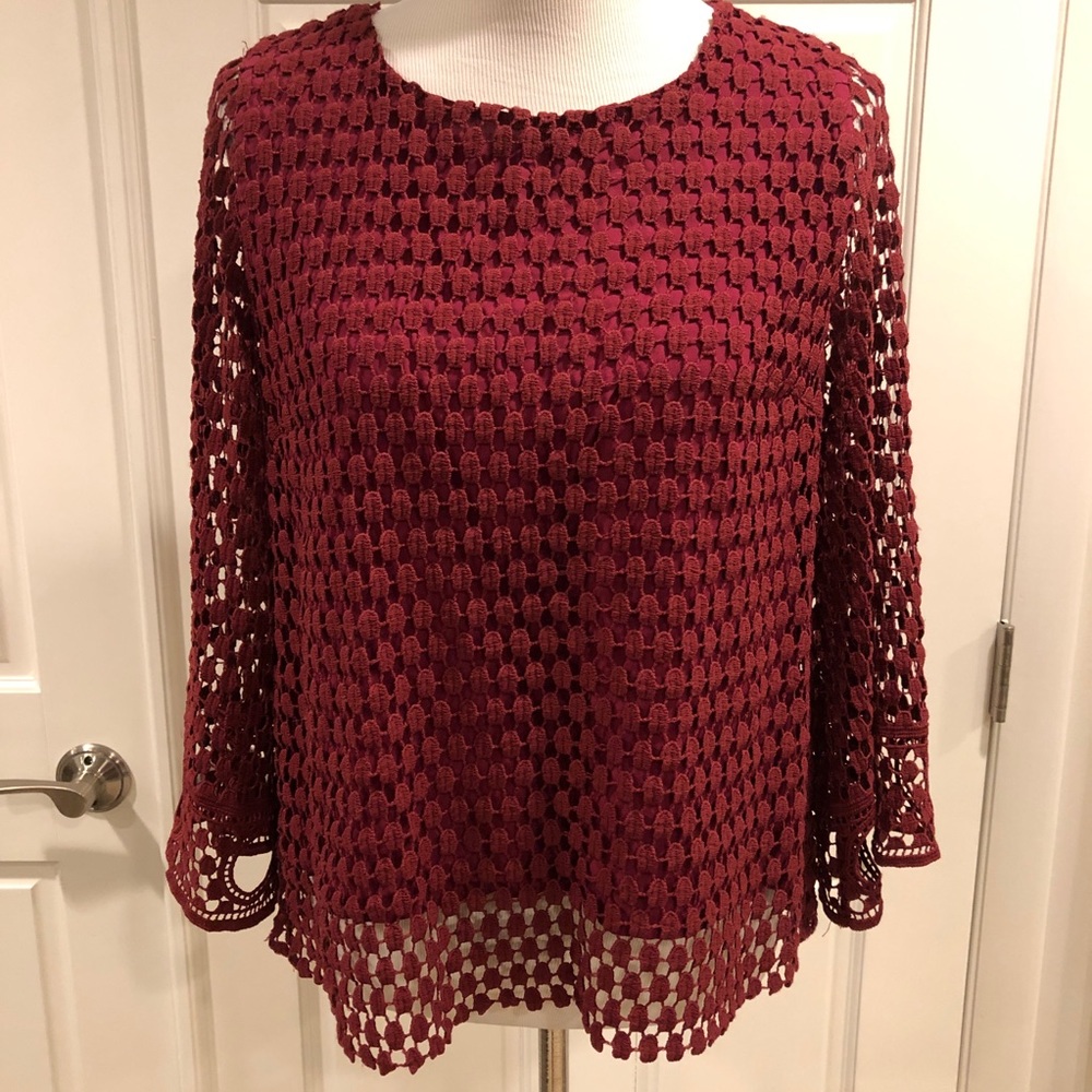 NWT Anthro Open Weave Blouse L Vanessa Virginia